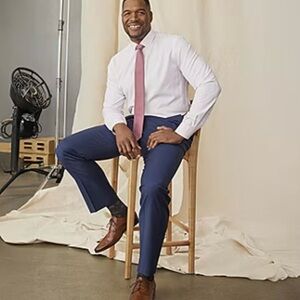 Men's Blue Pants Collection by Michael Strahan slim fit flat front 40/27